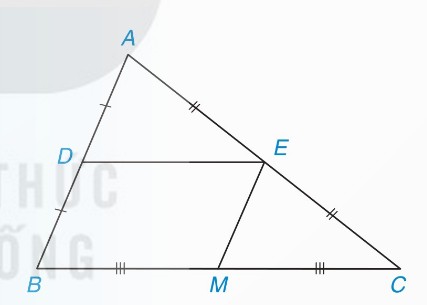 Hình 4.16 SGK — tam giác ABC với D, E, M là trung điểm, tứ giác DEMB