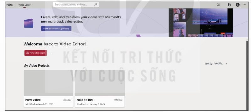 Hình 9b.6 – Cửa sổ chào mừng của phần mềm Video Editor