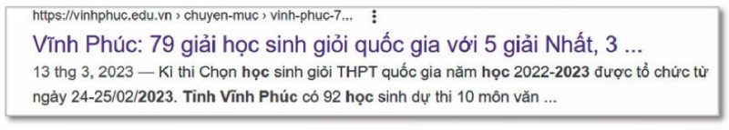 Kết quả tìm kiếm với từ khóa trên Google