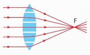 Mô hình thấu kính hội tụ tạo thành bởi các lăng kính nhỏ