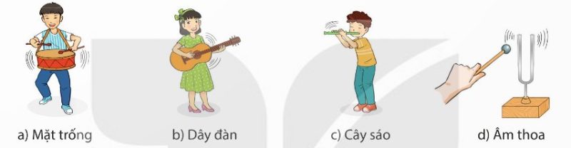 Một số nguồn âm: mặt trống, dây đàn, cây sáo, âm thoa
