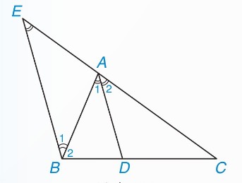 tam giác ABC với AD phân giác, kẻ BE // AD