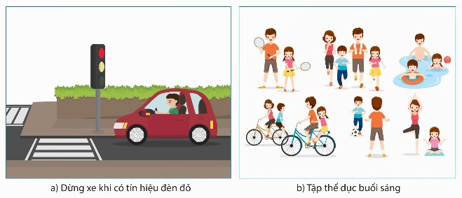 Ứng dụng cảm ứng trong đời sống: dừng xe khi đèn đỏ, tập thể dục buổi sáng