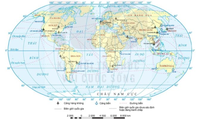 Bản đồ mạng lưới đường biển và đường hàng không trên thế giới, năm 2019