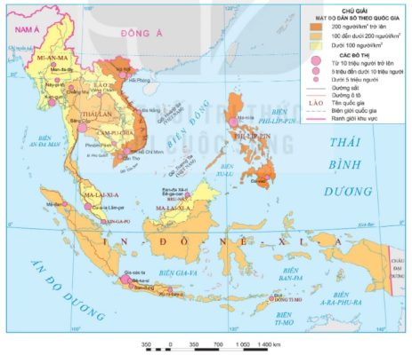 Bản đồ phân bố dân cư khu vực Đông Nam Á năm 2020