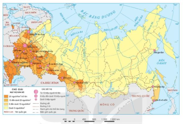 Bản đồ phân bố dân cư Liên bang Nga năm 2020