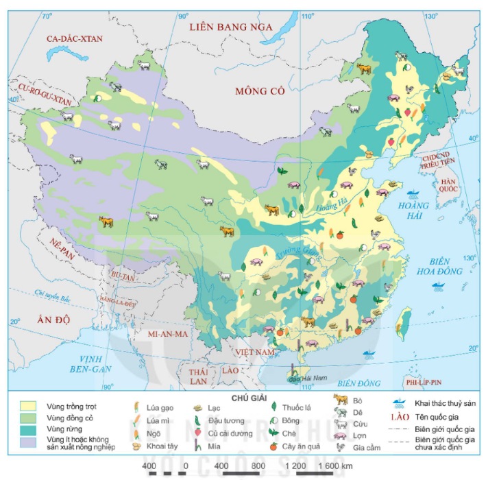 Bản đồ phân bố nông nghiệp, lâm nghiệp và thuỷ sản Trung Quốc năm 2020