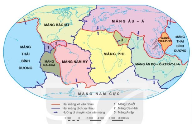 Lược đồ các mảng kiến tạo của Trái Đất