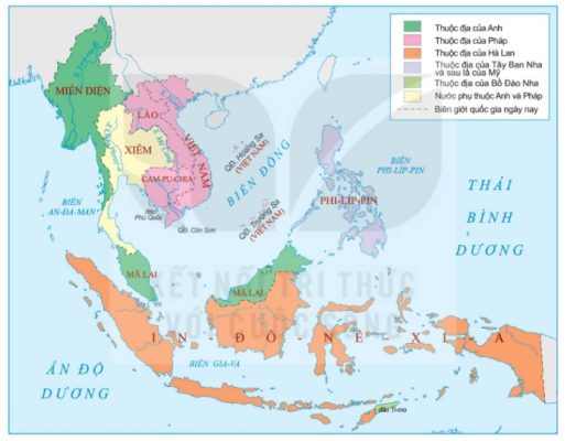 Lược đồ các nước Đông Nam Á cuối thế kỉ XIX – đầu thế kỉ XX