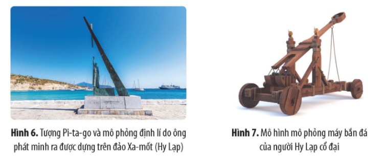 Tượng Pi-ta-go và mô phỏng định lí do ông phát minh ra được dựng trên đảo Xa-mốt (Hy Lạp)
