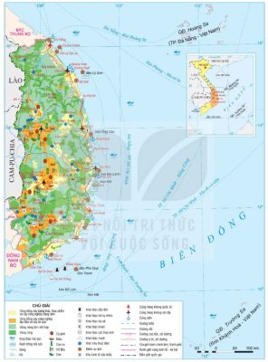 Bản đồ một số ngành kinh tế vùng Duyên hải Nam Trung Bộ và Tây Nguyên (Nam Trung Bộ) năm 2024
