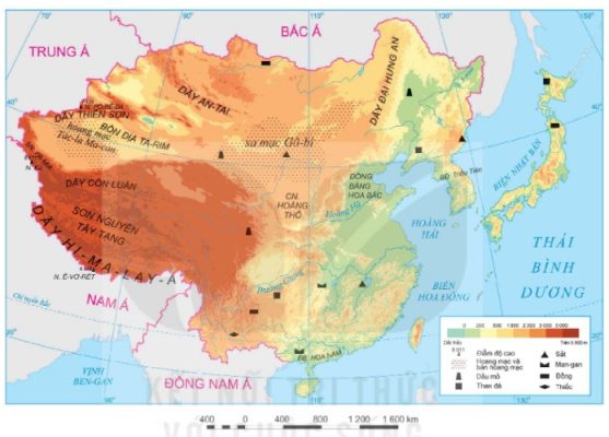 Bản đồ tự nhiên khu vực Đông Á