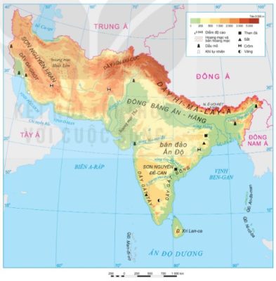 Bản đồ tự nhiên khu vực Nam Á