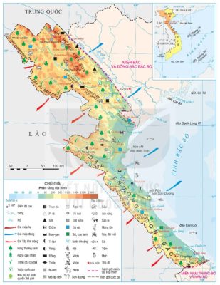 Bản đồ tự nhiên miền Tây Bắc và Bắc Trung Bộ