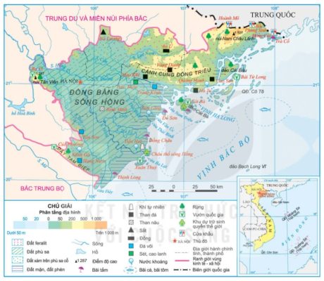 Bản đồ tự nhiên vùng Đồng bằng sông Hồng