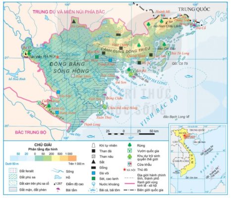 Bản đồ tự nhiên vùng Đồng bằng sông Hồng