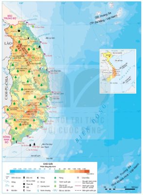 Bản đồ tự nhiên vùng Duyên hải Nam Trung Bộ và Tây Nguyên (Nam Trung Bộ)