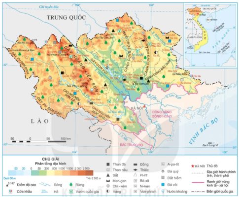 Bản đồ tự nhiên vùng Trung du và miền núi phía Bắc
