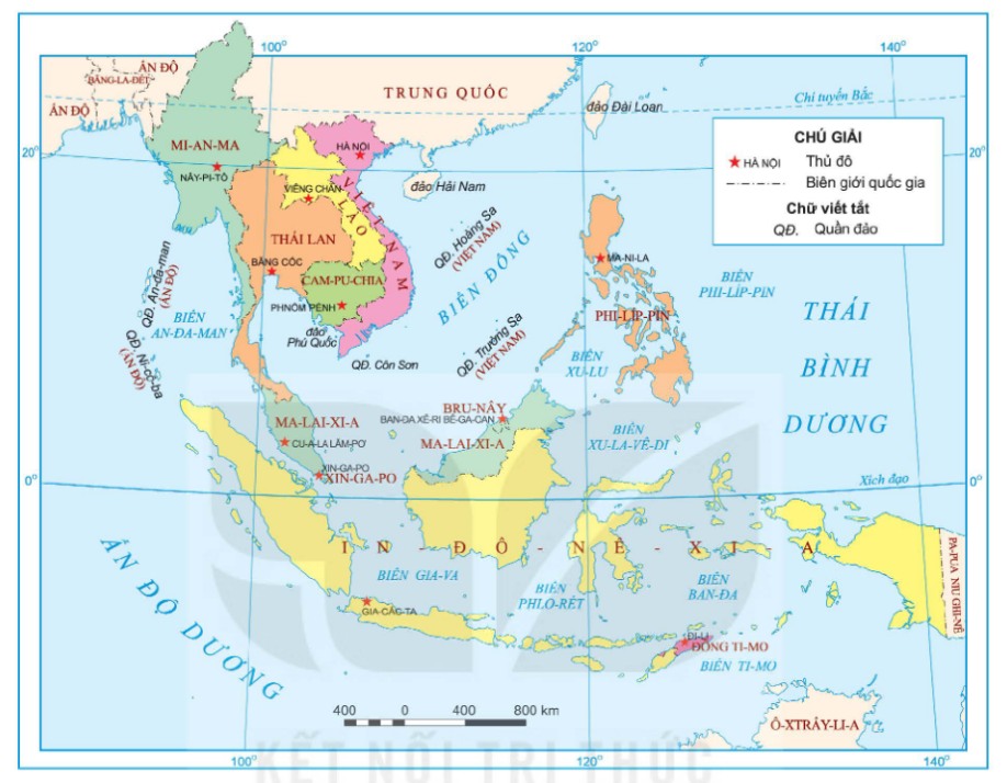 Bản đồ vị trí Việt Nam trong khu vực Đông Nam Á
