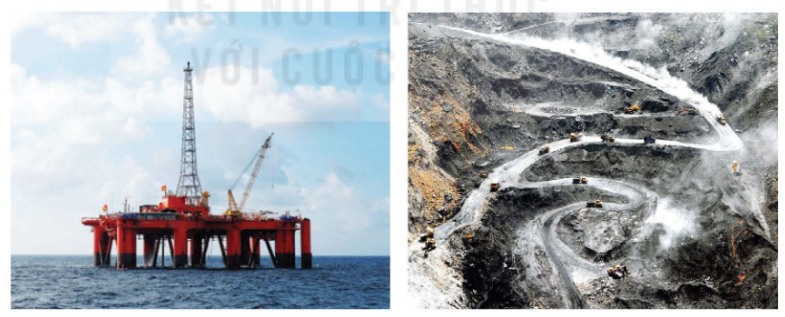 Hình 3.1: Giàn khoan dầu khí Đại Hùng 1, Thành phố Hồ Chí Minh; Hình 3.2: Mỏ khai thác than, Quảng Ninh