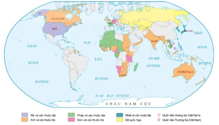 Lược đồ các đế quốc và thuộc địa đầu thế kỉ XX