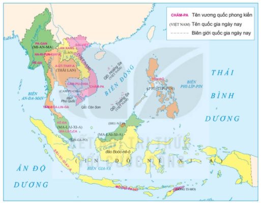 Lược đồ các vương quốc phong kiến Đông Nam Á (từ nửa sau thế kỉ X đến nửa đầu thế kỉ XVI)