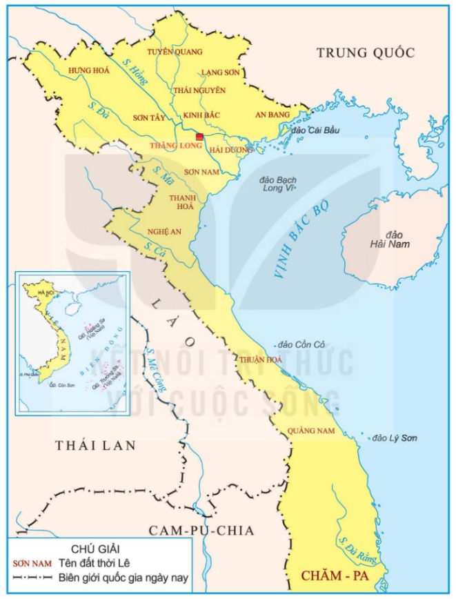 Lược đồ Đại Việt thời Lê Thánh Tông với 13 thừa tuyên