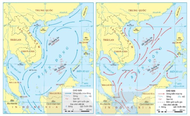 Lược đồ dòng biển theo mùa trên Biển Đông