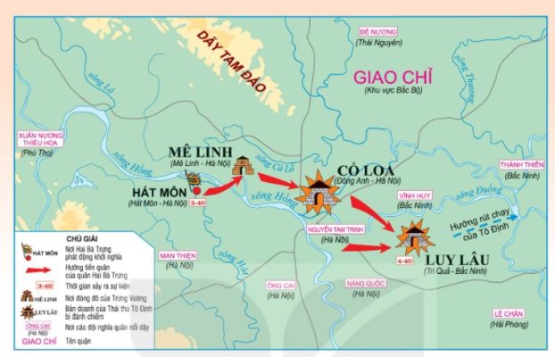 Lược đồ khởi nghĩa Hai Bà Trưng (năm 40)
