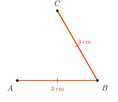 Bước 2 vẽ hình thoi: qua B vẽ tia, lấy C sao cho BC = 3 cm