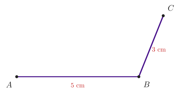 Bước 2 vẽ hình bình hành: qua B vẽ tia, lấy C sao cho BC = 3 cm