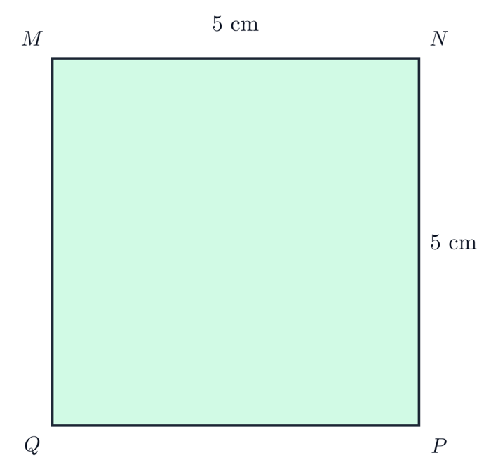 Hình vuông MNPQ có cạnh 5 cm