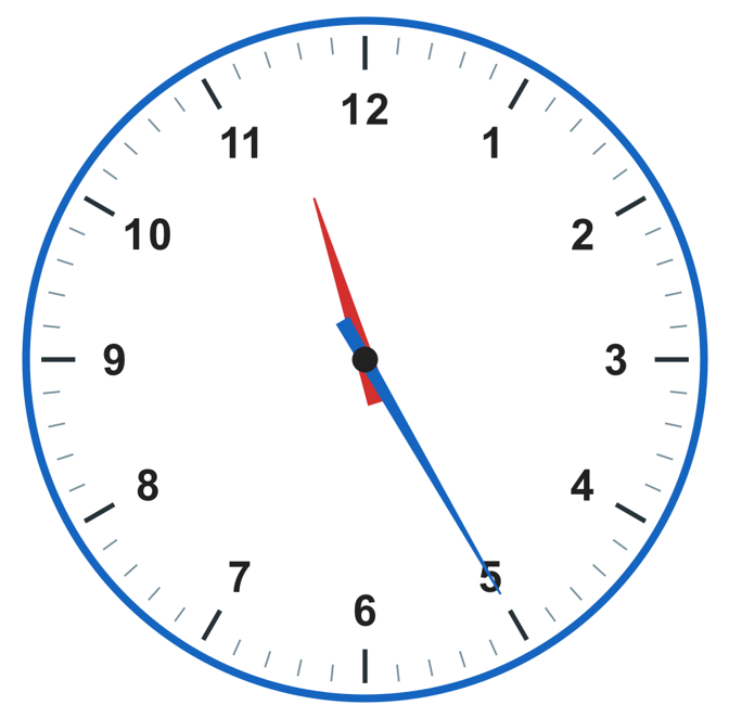 Đồng hồ chỉ 11 giờ 25 phút